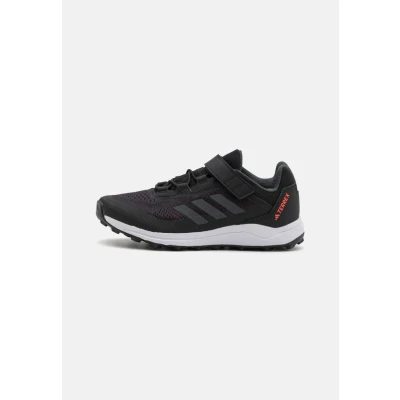 Image of adidas Terrex Agravic Flow Hook and Loop Trail Running Shoes, core Black/Solid Grey/Solar red, 2.5 UK