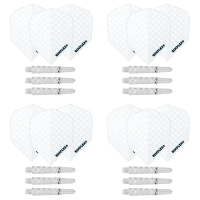Image of Harrows Darts 4 x Sets of Dimplex Dart Stems and Flights 12 Shafts in Total Medium &amp; Short (Short, White)