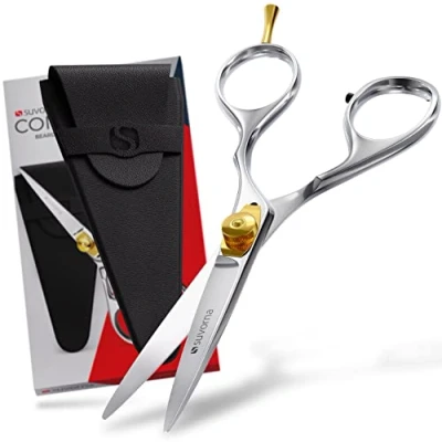 Image of Suvorna 5&quot; Beard Scissors for Men, Moustache Scissors, Trimming Mustache Scissor, Grooming Nose Hairdresser and Hair Cutting Professional.