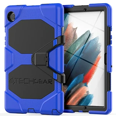Image of TECHGEAR G SHOCK Case Fits Samsung Galaxy Tab A8 10.5&quot; 2022 (SM X200 / SM X205) Tough Rugged HEAVY DUTY Armour Shockproof Impact Survival with Stand Kids Schools Builders Workman BLUE