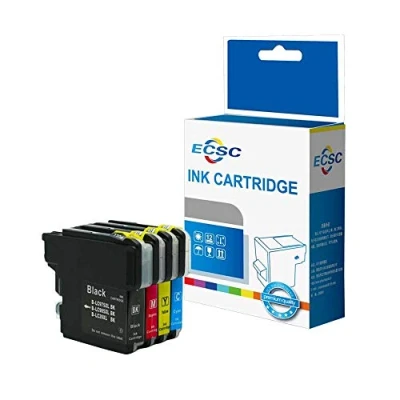 Image of ECSC Compatible Ink Cartridge Replacement for Brother MFC J220 J265W J410 DCP J125 J315W J415W J515W LC 985 (Black/Cyan/Magenta/Yellow, 4 Pack)