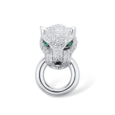 Image of Santuzza Panther Pendant 925 Sterling Silver Cubic Zirconia Green Spinel Leopard Pendants for Women