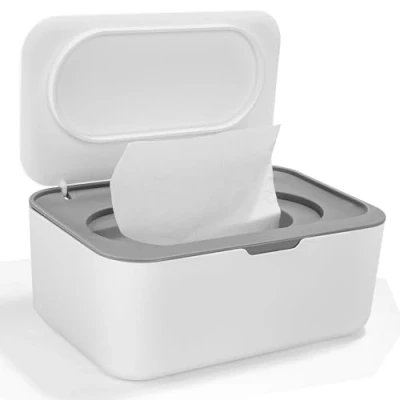 Image of Wet Wipes Box, Baby Wipe Dispenser Box for Toilet Paper, Water Holder with Lid Holds The Wipes, Paper Outdoor, Home and Office (Beige)