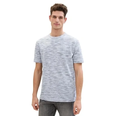 Image of TOM TAILOR Men&#039;s 1040940 T Shirt, 35057 White Navy Spacedye Pique, XXL