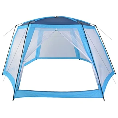 Image of vidaXL Blue Swimming Pool Tent UV Resistant Fabric with PA Coating Robust Steel Frame 660x580x250cm Perfect for Round Pools up to 500cm Includes Mesh Sidewalls Better Ventilation