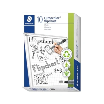 Image of STAEDTLER 356 9 Lumocolor Flipchart Markers Black (Box of 10)