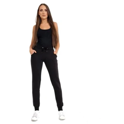 Image of True Face Womens Trousers Regular Fit Sweatpants Bottoms Fleece Skinny Joggers Jogging Ladies Gym Lounge Pants Black XL