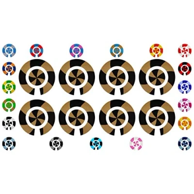 Image of Acclaim Lawn Bowls Identification Stickers Markers 2 Full Sets Of 4 Self Adhesive Graduated Spiral (Black/Gold)