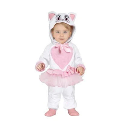 Image of FIESTAS GUIRCA Pink Kitten Fancy Dress Costume for Baby Girl Kitty Onesie with Cat Hood and Tutu Age 18 24 Months