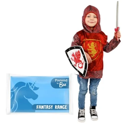 Image of PRETEND TO BEE Royal Knight Fancy Dress Costume for Kids, Red, 5 7 Years