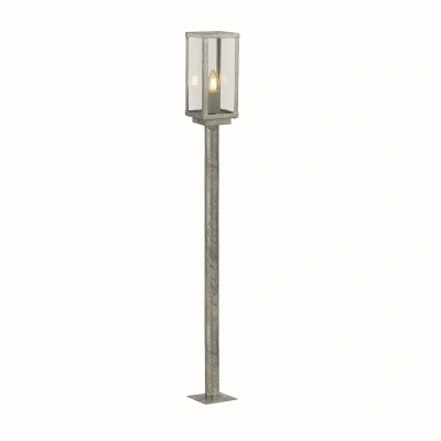 Image of Box II 900mm Outdoor Post, Silver &amp; Clear Glass, IP44