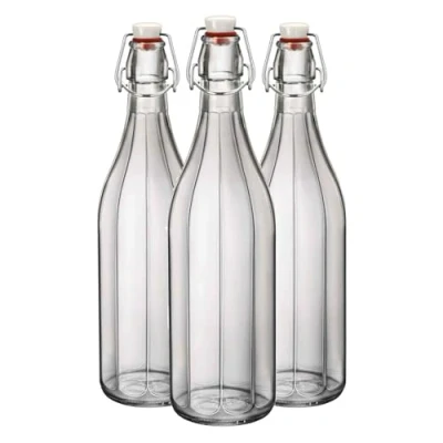 Image of Bormioli Rocco Oxford Clear Wine Water Table Serving Swing Top Bottle 1000ml Pack of 3