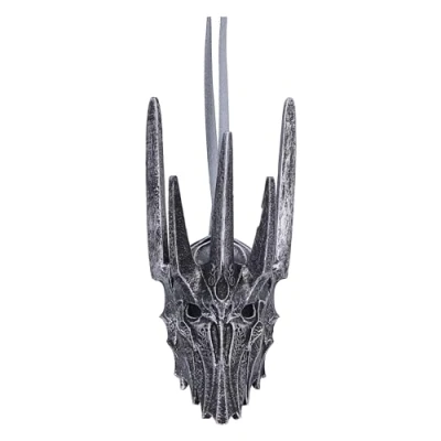 Image of Nemesis Now Lord of the Rings Helm Sauron Hanging Ornament 10cm, Resin, Silver, Helmet Decoration, Home Cast in Finest Expertly Hand Painted