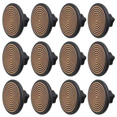 Image of Decoranddecor Mira Spiral Round Cupboard Knob Handle 40mm Diameter Zinc Alloy (Black and Rose, 12 Pack)