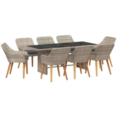 Image of vidaXL 9 pcs Light grey 190 cm x 80 74