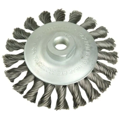 Image of Lessmann Conical Knot Brush 100mm M14 Bore, 0.35 Steel Wire
