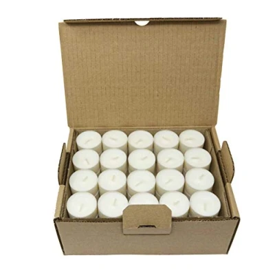 Image of Compostable Cup Tea Lights Industrial Composting Vegetable Wax Rapeseed Tealights 6 Hours Burning Time Pack of 80 Candles Unscented Plastic Free