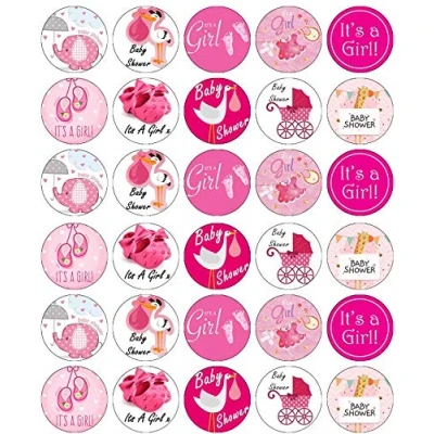 Image of 30 Baby Shower Girl Cupcake Toppers Edible Wafer Paper Fairy Cake Birthday Cakes