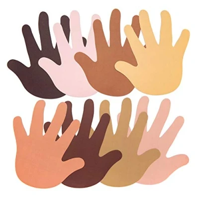 Image of Baker Ross AW759 Skin Tone Hand Cut Outs, Perfect for Children to Design and Decorate, Ideal Home, School Work, Craft Group Projects More (Pack of 56), Assorted