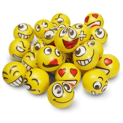 Image of THE TWIDDLERS Emoji Squeeze Balls (24 Pack, 6cm), Yellow, Kids Unisex Stress Relief Toy, Sensory Fidget Party Bag Fillers