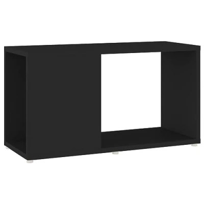 Image of vidaXL Modern Style TV Cabinet in Engineered Wood, Sleek and Classic Design, with Open Storage Compartments Black