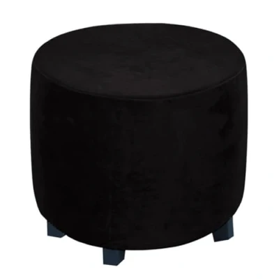Image of XGANGM 45cm Round Velvet Ottoman Stool Cover Slipcover Stretch Pouffe Small Footstool Protector Storage Chair Washable,black