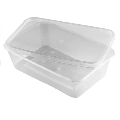 Image of 1000ml PLASTIC RECTANGULAR CONTAINERS &amp; LIDS CLEAR MICROWAVE SAFE FOOD TAKEAWAY (Qty : 250)