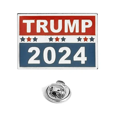 Image of Donald Trump 2024 Lapel Election Pin Novelty Republican Metal Enamel USA Badge (Silver)