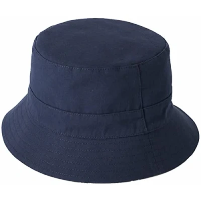 Image of Failsworth Millinery Cotton Reversible Bucket Hat in Navy 2023, size: Large XL