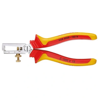 Image of GEDORE VDE Stripping pliers, Adjustable for 0.8 6.0 mm² wire, With opening spring and set screw, 8098 160 H