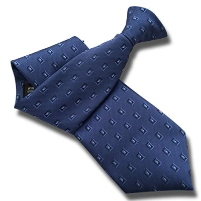Image of Men&#039;s Dark Blue Rectangle Design Clip On Neck Tie