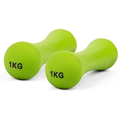 Image of Phoenix Fitness RY926 2 Neoprene Dumbbell Weight for Home Exercise Men, Women and Kids Arm Hand Weights Pilates Dumbbells Sold as a Pair, 1kg, Green