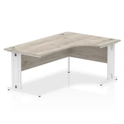 Image of Impulse 1600mm Right Crescent Desk Grey Oak WhiteCable Managed Leg