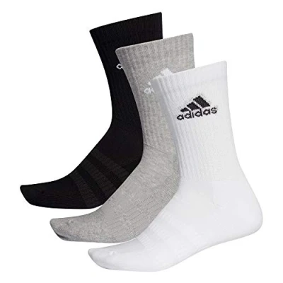Image of Adidas Men&#039;s CUSH CRW 3PP Socks,Multicolore (Black/Grey/White), S