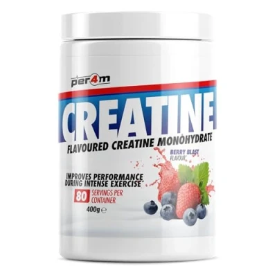 Image of Per4m Creatine Powder 80 Servings of Micronised Monohydrate Performance &amp; Strength 8 Flavours 400g (400g, Berry Blast)