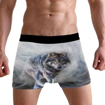 Image of PUXUQU Mens Boxers Shorts Vintage Animal Wolf Boxer Briefs Underwear for Men Boy