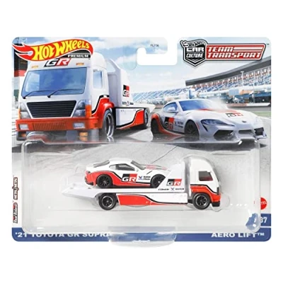 Image of Hot Wheels &#039;21 Toyota GR Supra and Aero LiftTM Team Transport Premium Set