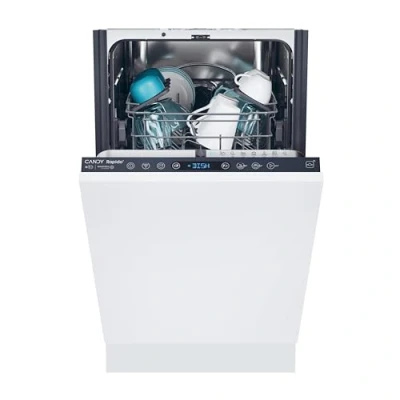 Image of Candy CI0C7SB0FA Slimline Integrated Dishwasher, 10 Place Setting, Black Bezel, C Rated