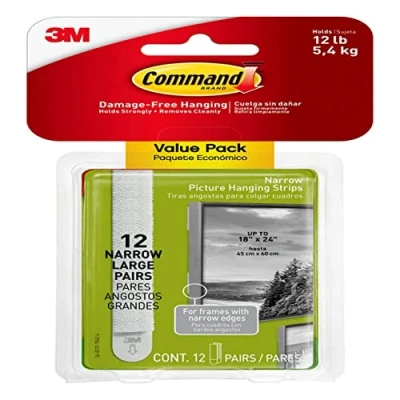 Image of Command 17207 12ES Hanging Strips, Narrow, White, 12 Count