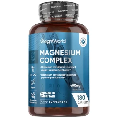 Image of Magnesium Glycinate 4 in 1 Complex 180 Capsules 400mg Elemental Per Serving 3 Months Supply with Citrate, Bisglycinate, Taurate &amp; Malate Vegan Non GMO Made Britain