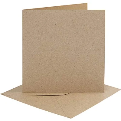 Image of 4 Recycled Kraft 6x6 Cards &amp; Envelopes for Card Making Crafts Blanks