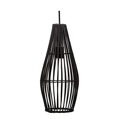 Image of Pauleen Timber Love hanging light, rattan, black
