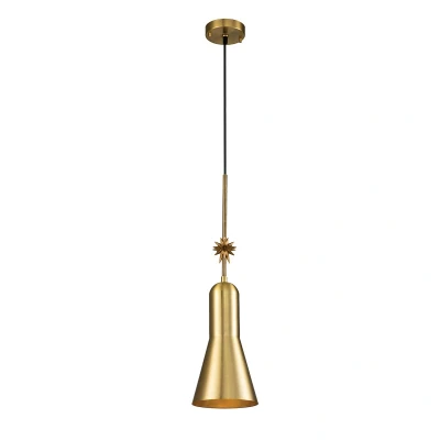 Image of Etoile Dome Pendant Ceiling Light, Aged Brass and Gold Leaf