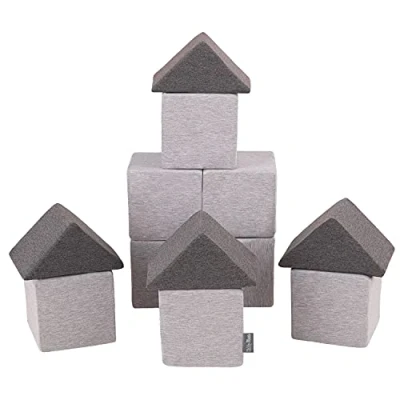 Image of KiddyMoon Soft Foam Cubes Building Blocks 14Cm For Children Multifunctional Construction Montessori Toy Babies, Made In The EU, 12 Pieces, Mix: Light Grey Dark