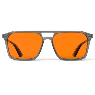 Image of Goiteia 100% Orange Blue Light Blocking Glasses Amber Tint Gaming for Better Sleep/Eyes Strain/Light Sensitive Ultra &amp; Spring Hinges Comfor(Transparent Grey orange)
