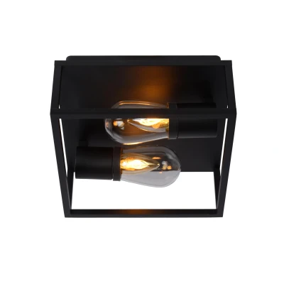 Image of Carlyn Modern Flush Ceiling Light Bathroom 2xE14 IP54 Black
