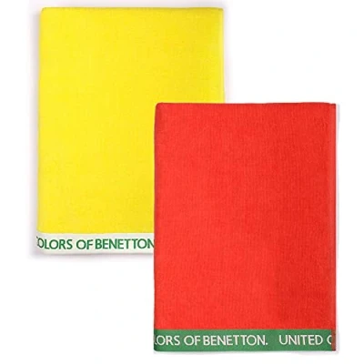 Image of UNITED COLORS OF Benetton, Set 2 Beach Towels 90X160CM 380GSM Velour 100PercentALGODON CASA Red + Yellow, 90x160 c/u