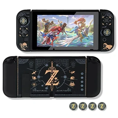 Image of Dockable Protective Case Compatible with Switch, Hard Shell cover for Switch and Joy Con Controllers 4 Thumb Grips,Zelda Carrying (The Legend of zelda)