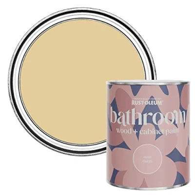 Image of Rust Oleum Yellow Moisture Resistant Bathroom Wood and Cabinet Paint in Matt Finish SANDSTORM 750ML