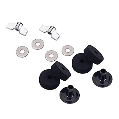 Image of Alnicov Drum Cymbal Accessories Set felt Washers Sleeves Wing Nuts Hi hat clutch Felts cup Set,Black